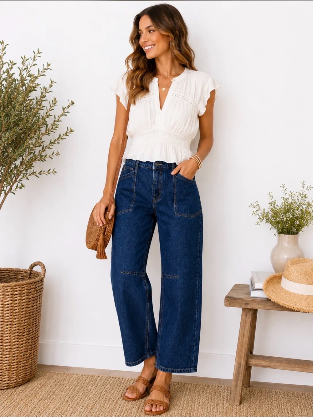 Frye Classic Barrel-Leg Women’s Jeans in Dark Blue